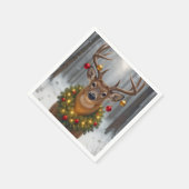 Serviette En Papier Christmas Buck Wearing a Glowing Wreath (Coin)