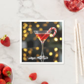 Serviette En Papier Christmas Candy Cane In a Cocktail (En situation)