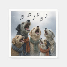 Christmas Caroling Dogs In Snowflakes