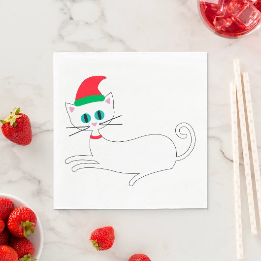Serviette En Papier Christmas Cat