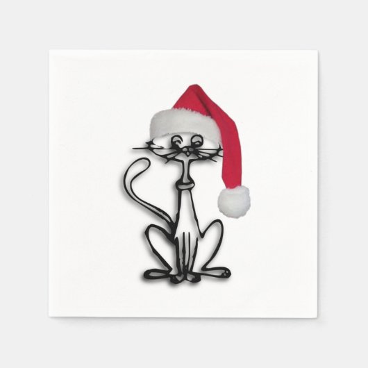 Serviette En Papier Christmas Cat (Devant)