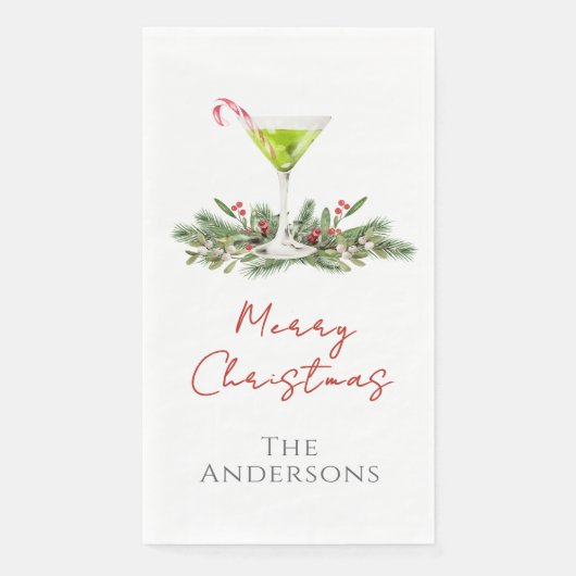 Serviette En Papier Christmas Cocktail Party Martini Guest Towels (Devant)