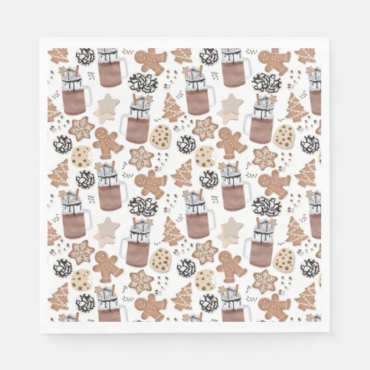 Serviette En Papier Christmas Cookies and Hot Cocoa Holiday Baking (Devant)