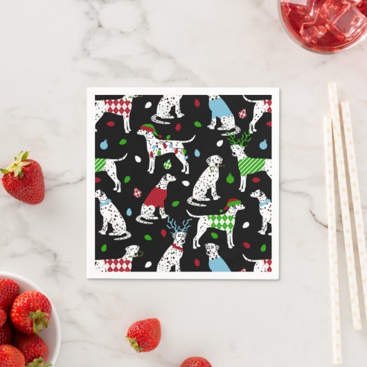 Serviette En Papier Christmas Dalmatian Napkins (En situation)