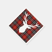 SERVIETTE EN PAPIER CHRISTMAS DEER RED PLAID (Coin)