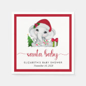 Serviette En Papier Christmas Elephant Père Noël Baby Girl Douche (Devant)