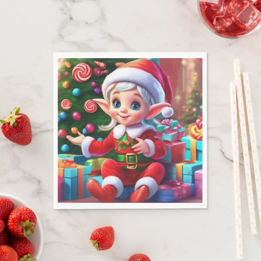 Serviette En Papier Christmas Elf (En situation)