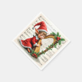 Serviette En Papier Christmas Elf Playing a Harp (Coin)