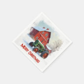 Serviette En Papier Christmas Farm Tractor and Red Barn (Coin)