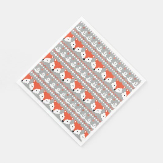 Serviette En Papier Christmas Fox grand motif, bois d'hiver (Coin)