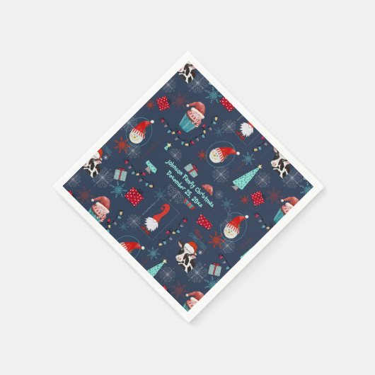 Serviette En Papier Christmas Fun Custom Name and Date (Coin)