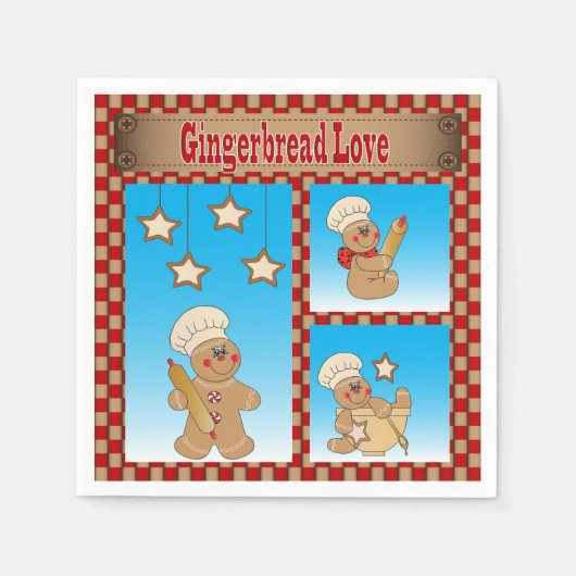 Serviette En Papier Christmas Gingerbread Cookie Love (Devant)