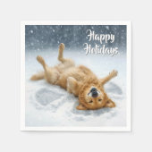 Serviette En Papier Christmas Golden Retriever Making a Snow Angel (Devant)