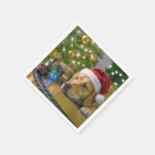 Serviette En Papier Christmas Golden Retriever Watching a Toy Train (Coin)