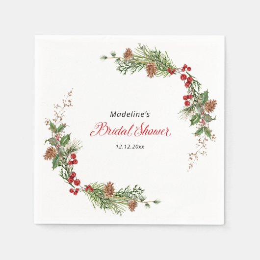 Serviette En Papier Christmas Greenery Bridal Shower (Devant)