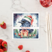 Serviette En Papier Christmas Hat Festive Crow - (En situation)