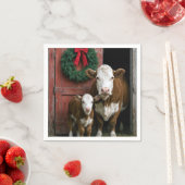 Serviette En Papier Christmas Hereford Cow and Calf (En situation)