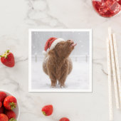 Serviette En Papier Christmas Highland Cow Catching Snowflakes (En situation)