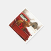 Serviette En Papier Christmas Highland Cow In Old Red Truck (Coin)