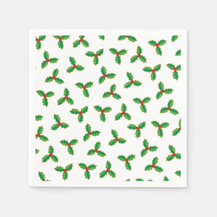 Serviette En Papier Christmas Holly Motif