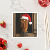 Serviette En Papier Christmas Horse In Stable Window (En situation)