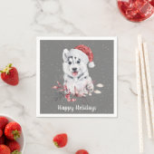 Serviette En Papier Christmas Husky On Grey (En situation)