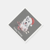 Serviette En Papier Christmas Husky On Grey (Coin)