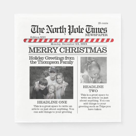 Serviette En Papier Christmas mignon Pôle Nord Times Photo Whimsical (Devant)