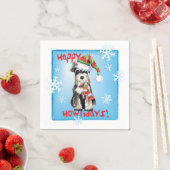 Serviette En Papier Christmas Mini Schnauzer (En situation)