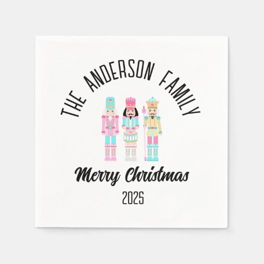 Serviette En Papier Christmas Nutcracker Pastel Personalized Name (Devant)