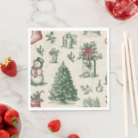 Serviette En Papier Christmas paper napkin (En situation)