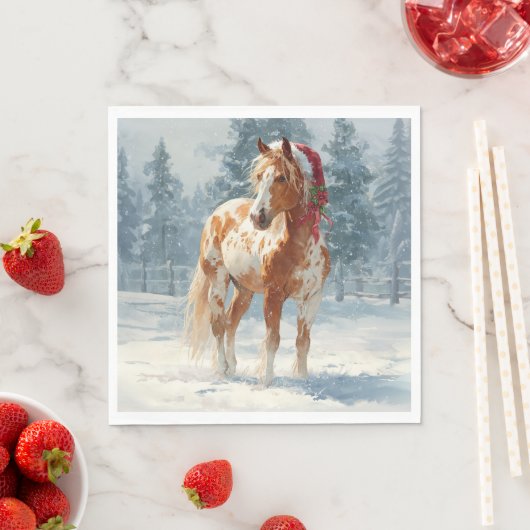Serviette En Papier Christmas Paper Napkin/Beautiful Appalossa Horse  (En situation)