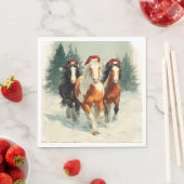 Serviette En Papier Christmas Paper Napkin/Beautiful Galloping Horses  (En situation)