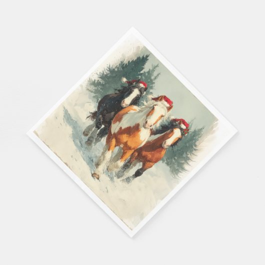 Serviette En Papier Christmas Paper Napkin/Beautiful Galloping Horses  (Coin)