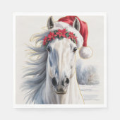 Serviette En Papier Christmas Paper Napkin / Beautiful white horse (Devant)