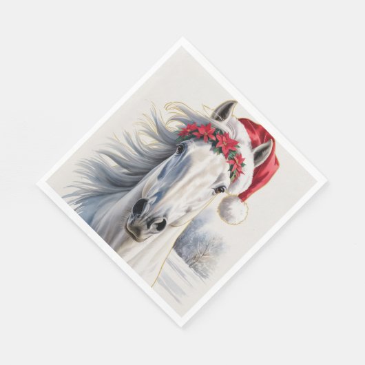 Serviette En Papier Christmas Paper Napkin / Beautiful white horse (Coin)