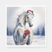 Serviette En Papier Christmas Paper Napkin / Beautiful white horse (Devant)