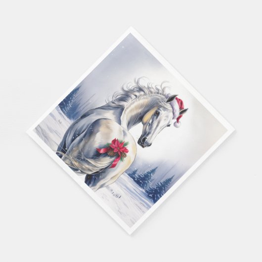 Serviette En Papier Christmas Paper Napkin / Beautiful white horse (Coin)