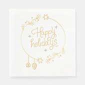 Serviette En Papier Christmas Paper Napkin with Festive Stars & Snowfl (Devant)