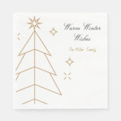 Serviette En Papier Christmas Paper Napkin with Minimalist Trees & Sno (Devant)