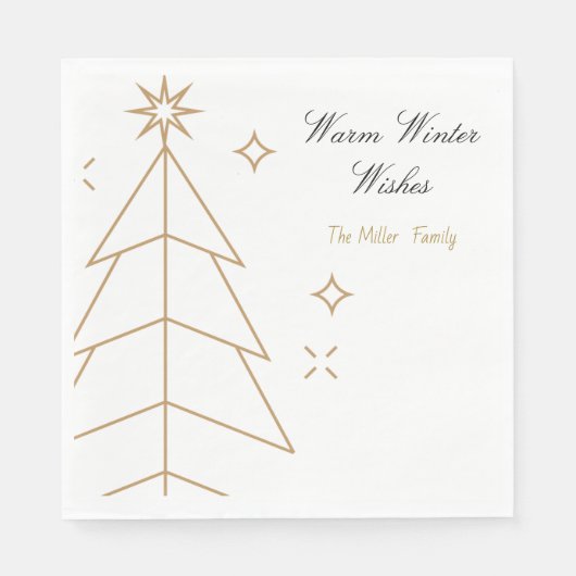 Serviette En Papier Christmas Paper Napkin with Minimalist Trees & Sno (Devant)
