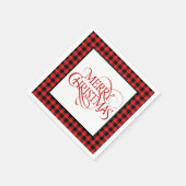 Serviette En Papier Christmas Paper Napkins Red & Black Buffalo Plaid (Coin)
