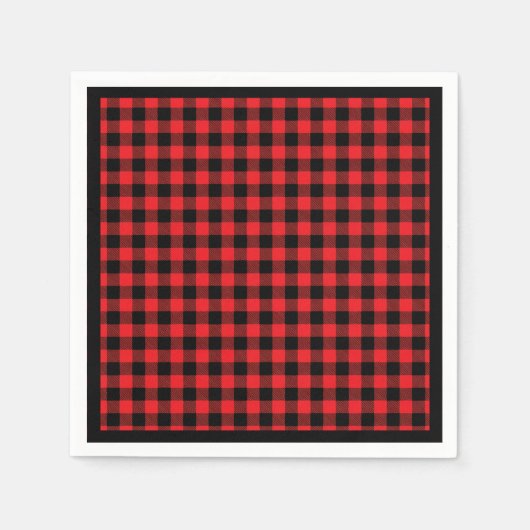 Serviette En Papier Christmas Paper Napkins Red & Black Buffalo Plaid (Devant)