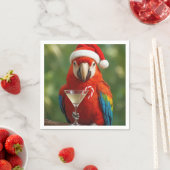 Serviette En Papier Christmas Parrot Holding a Cocktail (En situation)