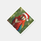 Serviette En Papier Christmas Parrot Holding a Cocktail (Coin)