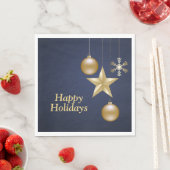 Serviette En Papier Christmas Party Golden Ornament Navy Blue Elegant (En situation)