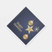 Serviette En Papier Christmas Party Golden Ornament Navy Blue Elegant (Coin)