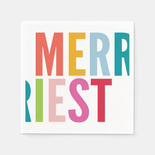 Serviette En Papier CHRISTMAS PARTY moderne mini coloré merriest (Devant)
