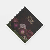 Serviette En Papier Christmas Party Pink Ornament Green Leaves Black (Coin)