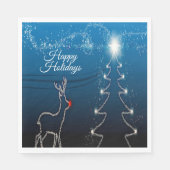 Serviette En Papier Christmas Party Reindeer Tree Blue Sky Shiny Stars (Devant)
